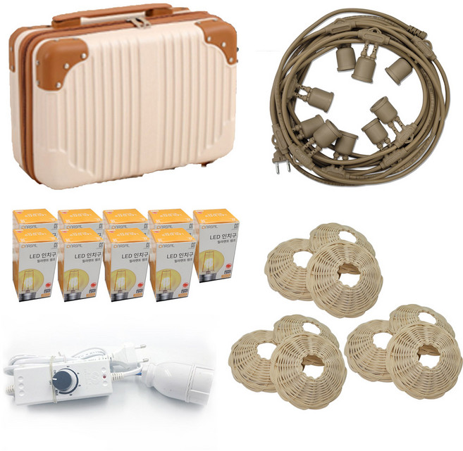 감성 캠핑 조명 줄전구 파티라이트 디밍형 패키지 9구 세트, 베이지(줄전구), 1세트