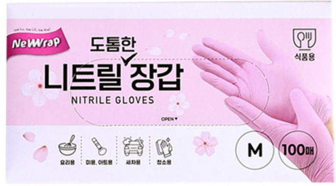 뉴랩 니트릴 장갑, 핑크, 중(M), 1개