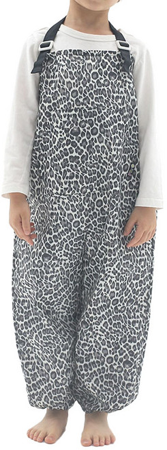 Plie 兒童吊帶連身防髒遊戲服, 豹紋款(灰色)