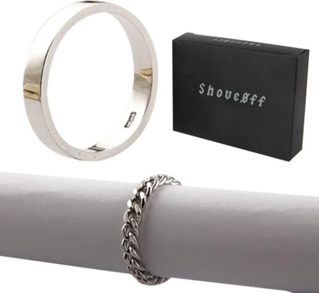 쇼브오프 실버92.5 기본 민자 심플 + 체인 반지 세트 SVR-604