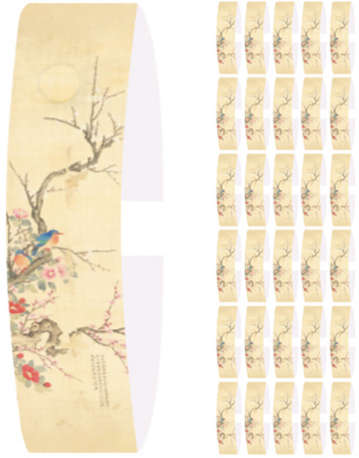 인디케이 민화 띠종이, 푸른새 화조도, 50개