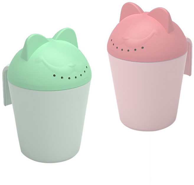 버드시아 유아용 고양이 샤워컵 2종 세트, 핑크, 민트, 1세트