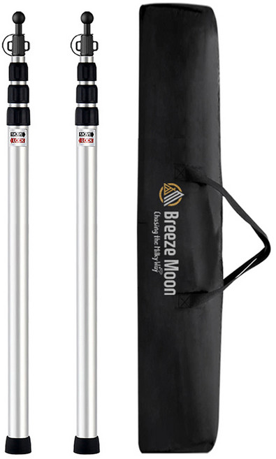 브리즈문 6061 듀랄루민 슬라이드 폴대 4단 2개입 + 보관가방, 실버(폴대)