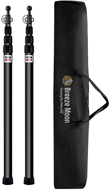 브리즈문 듀랄루민 슬라이드 폴대 4단 2개입 + 보관가방, 블랙(폴대)