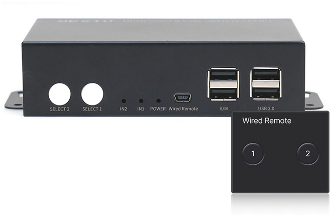 넥스트유 4K HDMI 2.0 2포트 듀얼모니터 KVM스위치 + 유선리모콘, NEXT-7902KVM-DUALKP, 1개