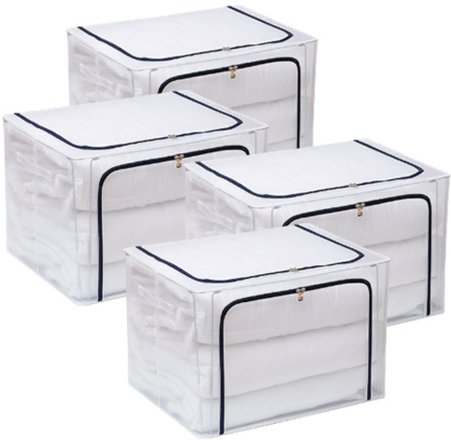 디오셀 투명 pvc 다용도 접이식 이불 의류 잡화 정리함, 네이비, 4개