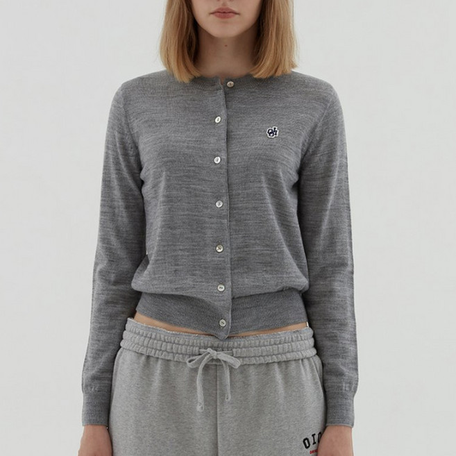 5252BYOIOI 여성용 BASIC PATCH KNIT CARDIGAN