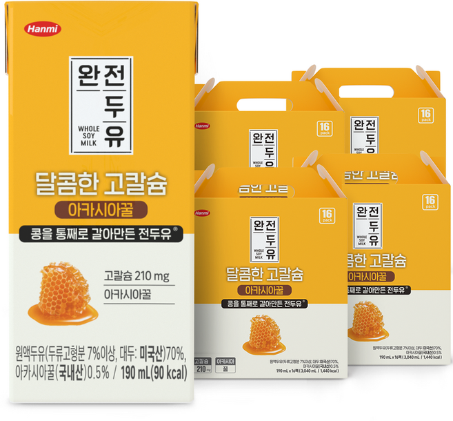 한미 완전두유 달콤한 고칼슘 아카시아꿀, 190ml, 64개