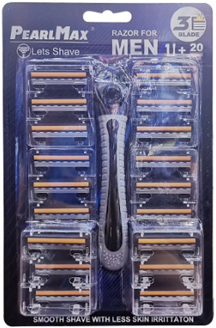 드위트리 PEARL MAX 3단 일회용 면도기 그레이 + 리필 면도날, 1세트