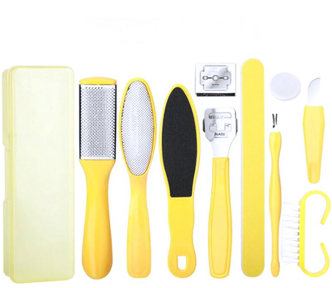 내모미해 발 각질 제거기 10종 세트 옐로우, 1세트