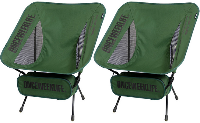 원스위크라이프 접이식 백패킹 경량스틸 캠핑 체어, 2개, 카키