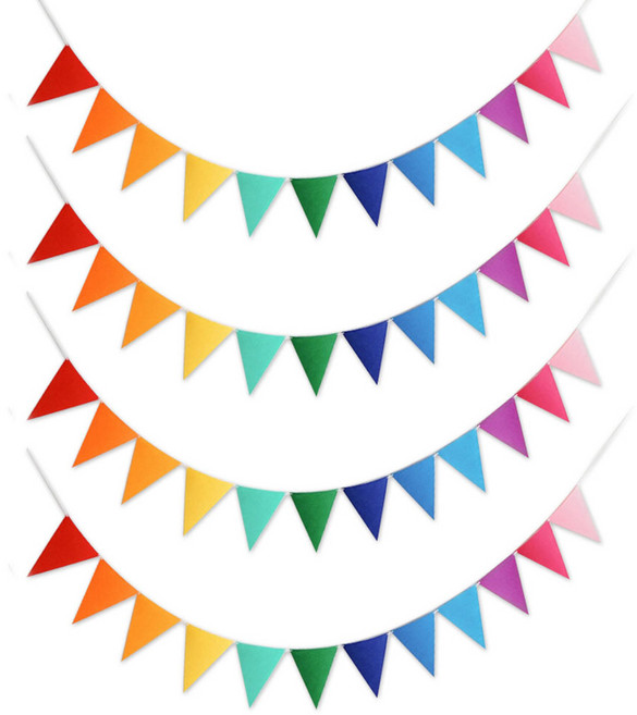 파티공구 플래그 삼각가랜드 12p, 레인보우, 4개