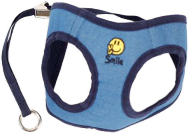 강아지 에이미 러브즈펫 산책필수품 스마일 하네스, 데님, 1개