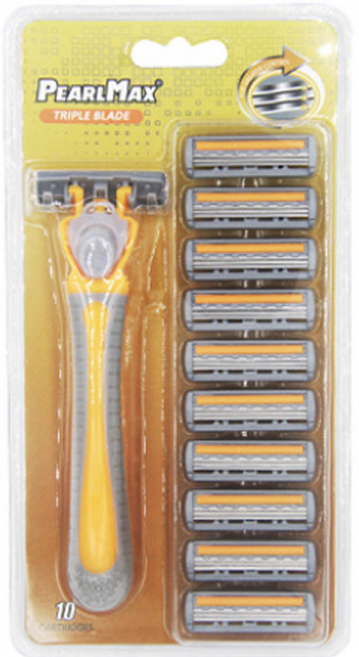 드위트리 PEARL MAX 3단 일회용 면도기 옐로우 + 리필 면도날 세트, 1세트