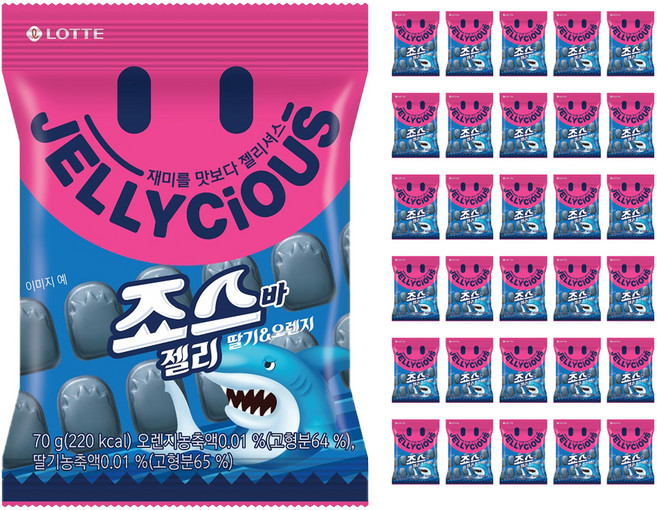 롯데웰푸드 젤리셔스 죠스바 젤리, 70g, 32개