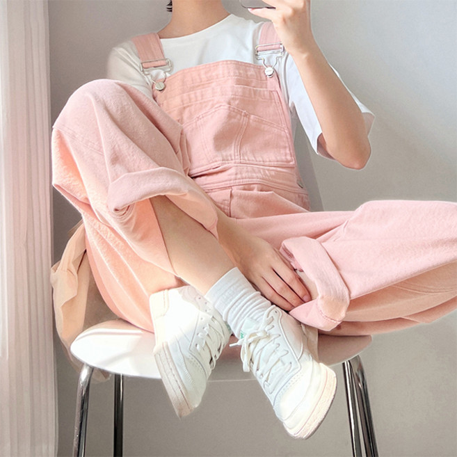 메이첼 파스텔 캐주얼 오버롤 멜빵 팬츠 01330