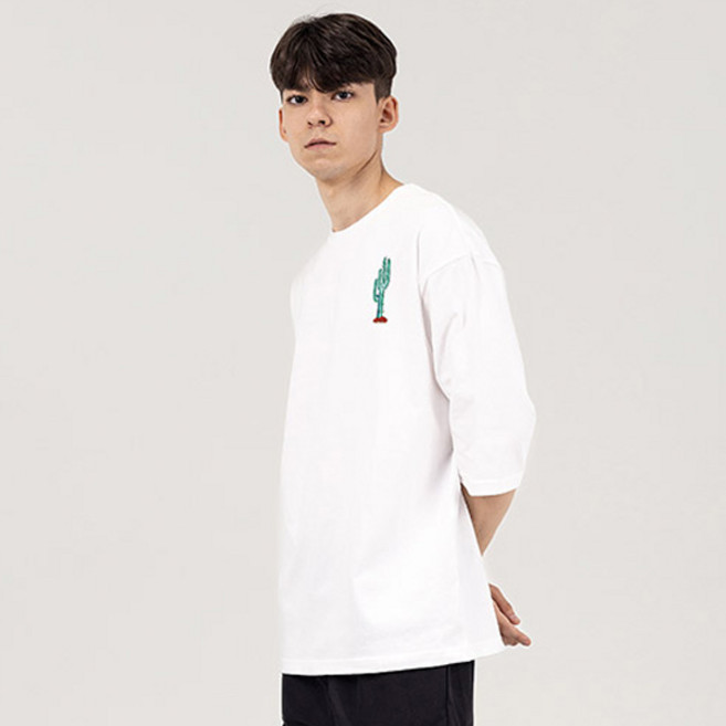 ELLENASSY CACTUS 透氣七分袖T恤, 白色