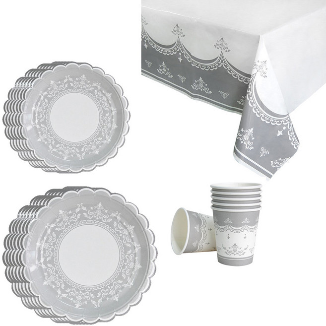 파티쇼 메탈클래식파티 테이블웨어 실버 세트, 1세트