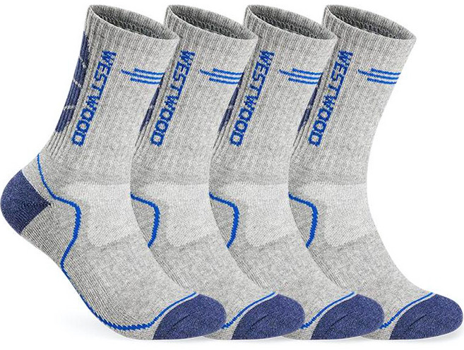 웨스트우드 남성용 컬러라인 등산 장목양말 4족 세트, 그레이, 4개