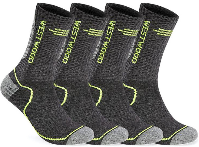 웨스트우드 남성용 컬러라인 등산 장목양말 4족 세트, 블랙, 4개