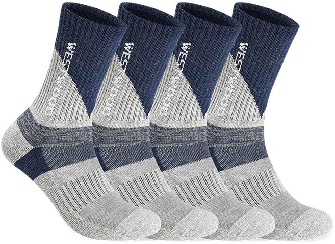 웨스트우드 남성용 보카시 포인트 등산 장목양말 4족 세트, 그레이, 4개