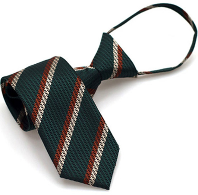 어바웃타이 에이든 스트라이프 지퍼형 자동 넥타이