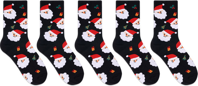 박군 여성용 PG 해피성탄절 중목 양말 5족 세트