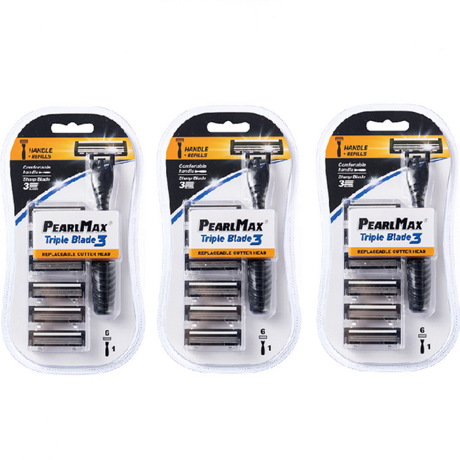 드위트리 프리미엄 MAX 3단 일회용 면도기 + 리필 면도날 세트, 3세트