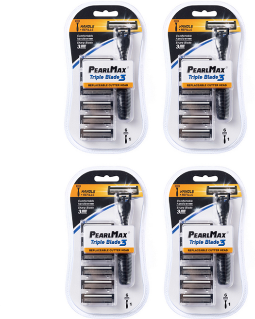 드위트리 프리미엄 MAX 3단 일회용 면도기 + 리필 면도날 세트, 4세트