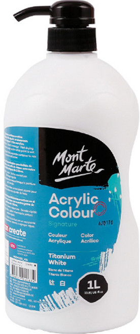 몽마르뜨 벨리안 전문가용 대용량 펌프형 아크릴 물감 티타늄화이트, 1L, 1색