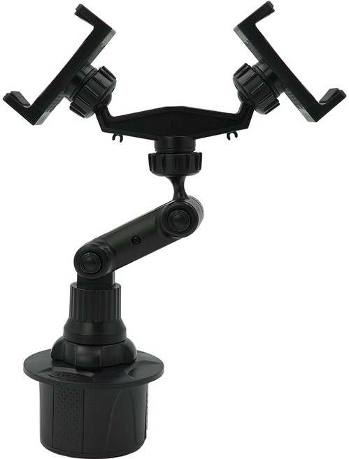 차량용 듀얼 컵홀더 휴대폰 거치대 C25, 1개, 블랙