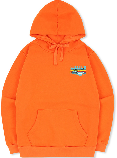 언탭트 남성용 빅사이즈 골든 코스트 스몰로고 기모 후드티셔츠