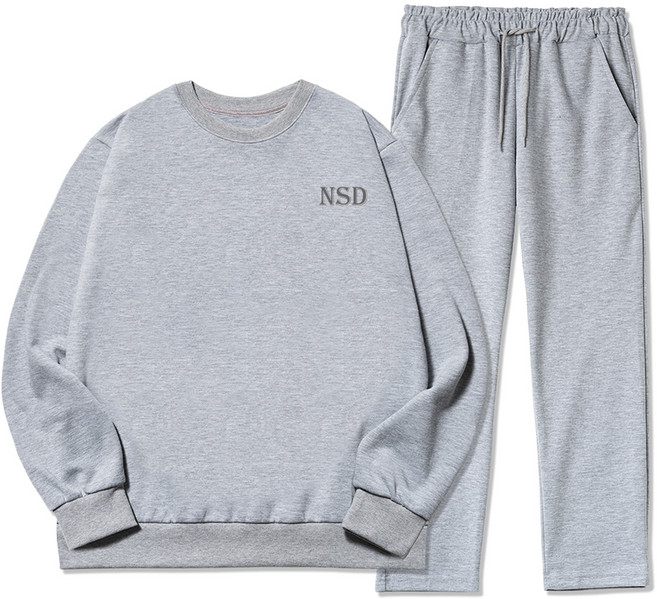 NSD 남성용 빅사이즈 타이핑 스몰로고 기모 맨투맨 트레이닝 세트