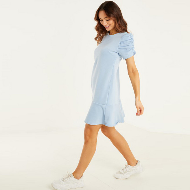 QUIZ CO3 淺藍色環扣 BK 毛衣連身裙 00100030179, 淺藍色