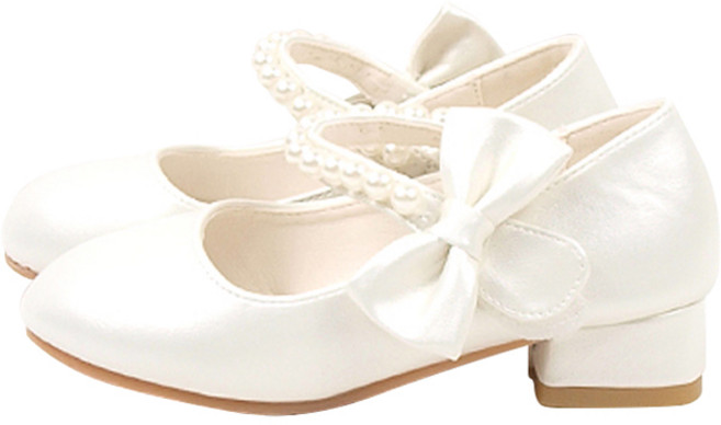 베베마루 여아용 우아 진주 굽 구두 9854