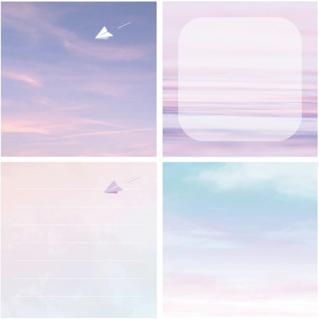 톡톡팬시 몽환 감성 떡메모지 4종 세트, 종이비행기, 1세트