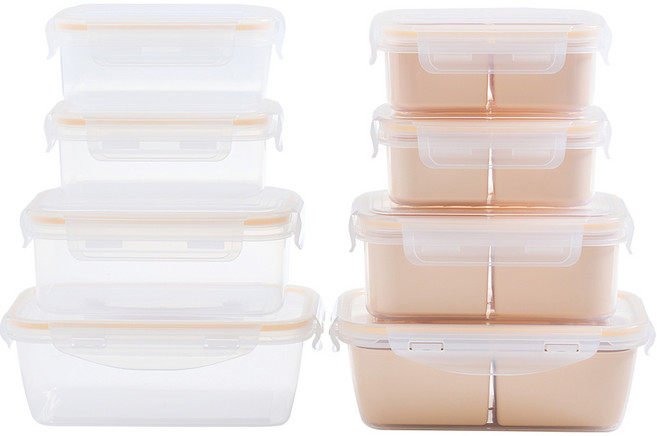 이지앤프리 나눔쉐어 밀프랩 냉장고 정리용기 8종 세트, 밀폐용기 4p + 나눔칸 밀폐용기 480ml x 2p + 915ml + 1400ml, 1세트