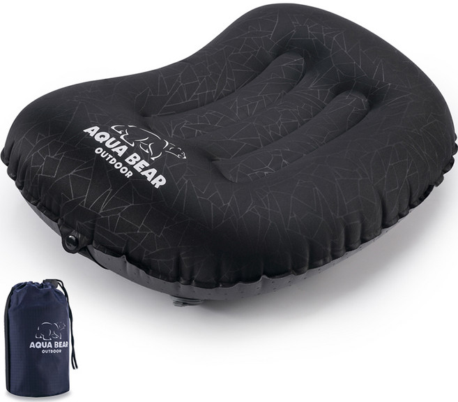 아쿠아베어 캠핑 에어 베개 + 파우치, 1개, 블랙(베개)
