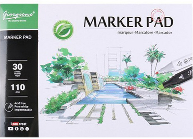 조르조네 스케치북 수채화 유화 아크릴 마커 캔버스 접착식패드 마커펜 전용, 1개
