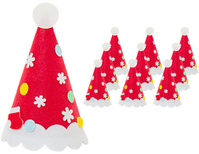 민화샵 크리스마스 펠트 꼬깔모자 만들기, 산타, 10세트