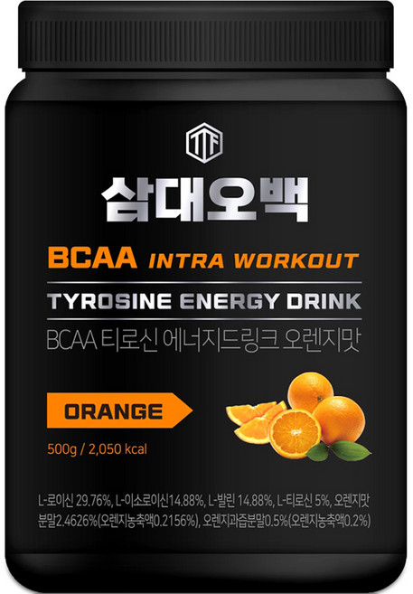 뉴트리커먼 삼대오백 티로신 BCAA 아미노산 글루타민 대용량 헬스보충제 오렌지맛, 500g, 1개