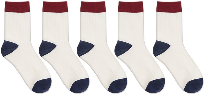 박군 남성용 러건 중목 양말 5족 세트