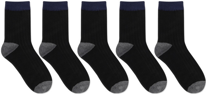 박군 남성용 러건 중목 양말 5족 세트