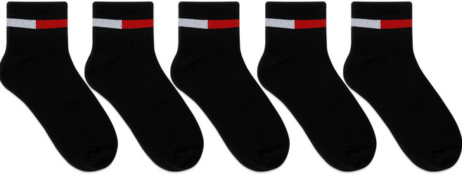 박군 남성용 레드라인 중목 양말 5족 세트