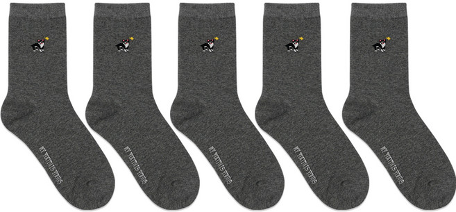 박군 남성용 애니멀즈 중목 양말 5족 세트