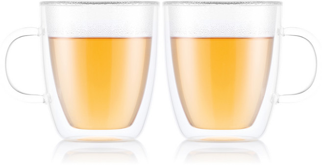 보덤 쿠팡수입 비스트로 더블월 글라스 점보 머그 0.45L, 혼합색상, 2개