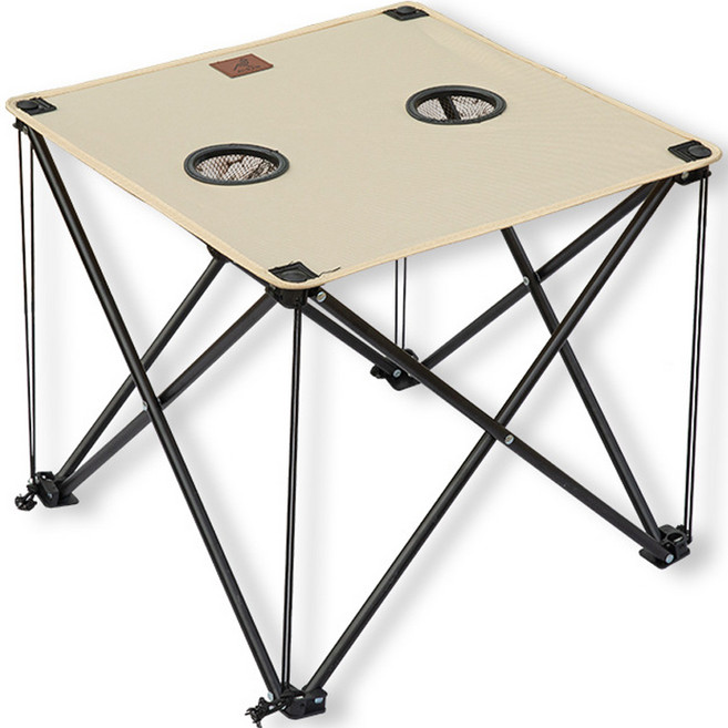 2인용 캠핑 음료꽂이 접이식 테이블, 라이트카키