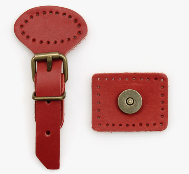 바이핸즈 청동 가죽 가방 잠금 사시꼬미 2종 세트, 레드, 1세트