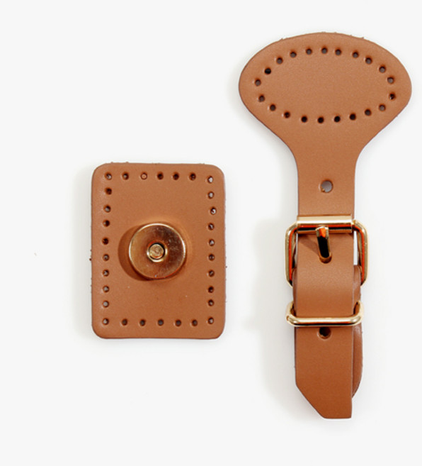 바이핸즈 가죽 가방 잠금 골드장식 사시꼬미 2종 세트, 카멜, 1세트