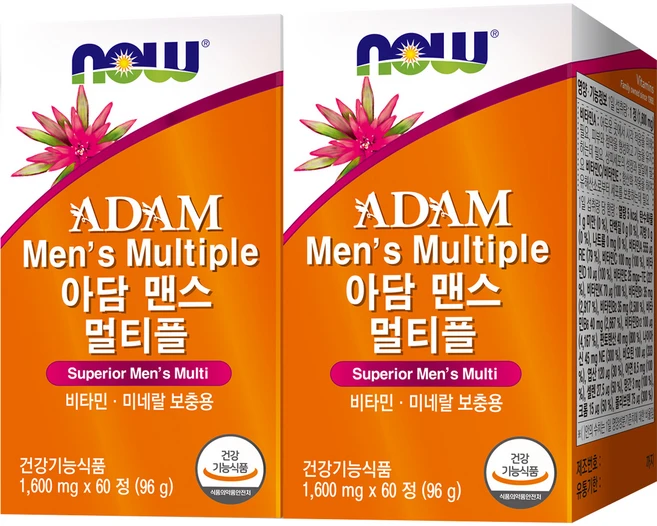 나우푸드 아담 맨스 멀티플 비타민 96g, 60정, 2개 - 쿠팡